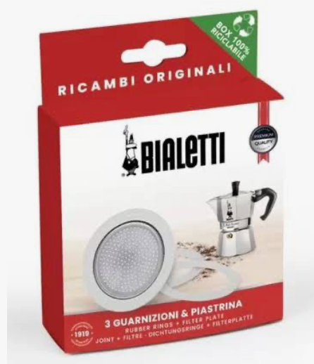 Moka Express Bialetti 3x Gummiring + bovenfilter 1T